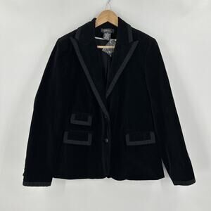 George Mark Eisen Velvet Tuxedo Blazer Womens Size 6 Black Jacket Dark Academia